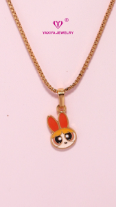 Yaxiya Kalung Anak Karakter PowerPuff Perhiasan Lapis Emas 18K 979