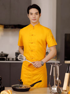 Saint Dream High-End Chef Work Uniform Short Sleeve Chinese Style Mens Summer Cooking Restaurant Kitchen Back Hotel Garment