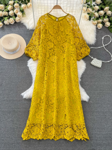 Elegant Stylish A-Line Water-Soluble Lace Dress