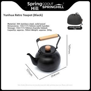 goout springhill | Vintage Retro Black Open Fire Stainless Steel Kettle
