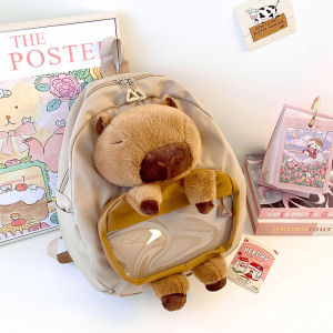 กระเป๋าเป้สะพายหลังผ้ากำมะหยี่ลายการ์ตูนน่ารักสำหรับเด็ก ความจุขนาดใหญ่ กระเป๋าสะพายไหล่แบบลำลอง กระเป๋าใส่หนังสือสำหรับเด็กผู้หญิง