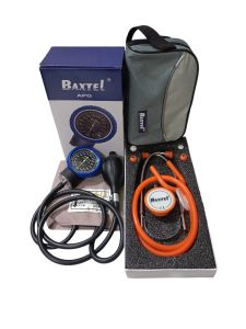 Baxtel APG BLUE Ring Aneroid Sphygmomanometer BP/ORANGE DELUXE Stethoscope