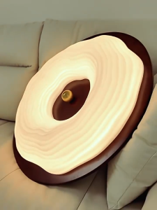 LED Ceiling Light Nordic Design Walnut Grain Flush Mount Ceiling Lamp Tri-Color Mid Century Dimmable Chandelier Wooden Round Close to Ceiling for Living Room Bedroom Kitchen Study