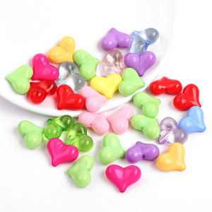 แฟชั่นน่ารักอะคริลิคพลาสติกหัวใจเสน่ห์ลูกปัดลูกอมโคโลหลวม Spacer ลูกปัดสำหรับสร้อยคอสร้อยข้อมือเครื่องประดับทำเครื่องเพชร DIY