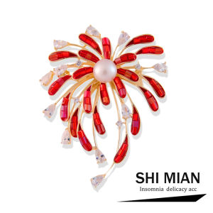 Elegant water Pearl New Year Celebration Brooch Pin Womens Fashion Statement Lapel Flower Pins Luxury Feel Suit Coat Accessory Gift