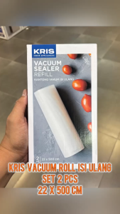 Kris 22x500 cm Set 2 Pcs Kantong Vacuum Roll Isi Ulang Packaging Vakum Pembungkus Makanan Anti Udara Kantong Pengemas