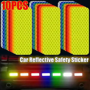 10PCS Car Bumper Reflective Safety Strip Sticker Warning Reflector Tape Auto Car Accessories Exterior Interior Reflector Sticker