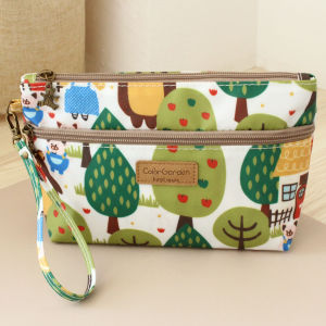 Waterproof Oxford Fabric Cartoon Deer Shiba Double Zipper Toiletry Bag