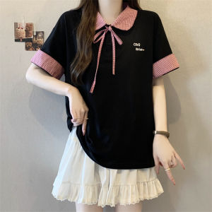 AIYITI | Slimming College Style Doll Collar Short Sleeve T-shirt