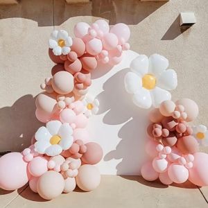 【Art Living】32inch 78pcs Baby Birthday Party Decoration Girls Birthday Balloon Set Pink Balloon White Daisy Flower 1-2-3-4-5-6-7-8-9 Years Old Birthday Party Decoration Balloon Set 32寸78粒儿童生日气球珠光粉数字雏菊花朵白色铝膜粉色乳胶气球女孩生日布置1-2-3-4-5-6-7-8-9岁生日气球