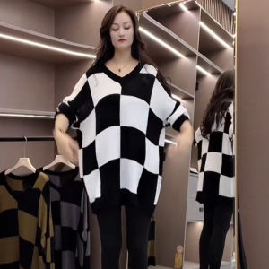 V-neck Whitening Elegant Loose Slimming Style Knitted Sweater
