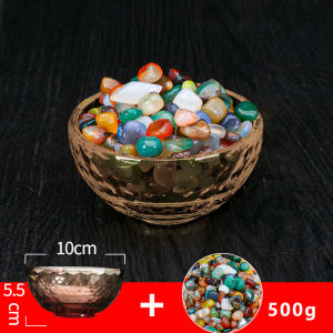 Seven Treasures Manjushri Plate Natural Loose Gemstones Rain Flower Buddha Offering Colorful Stones Offering Tibetan Costume