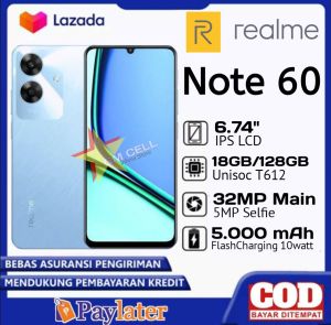 REALME NOTE 60 RAM 18GB (6+12/128GB) Camera 32MP BARU ORIGINAL GARANSI RESMI 1TAHUN!