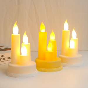 Three Heads LED Flameless Candle Light Battery Powered Vintage White candle light For Wedding Events