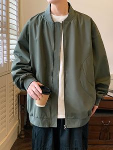 Large Size Thin Mens Spring Autumn Outdoor Windproof Long Sleeve Baseball Collar Jacket Loose Fit Fashionable Casual Outerwear