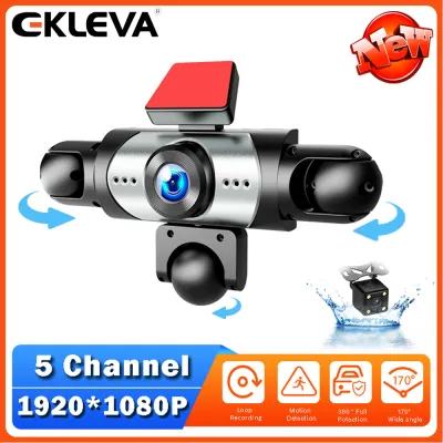 Ekleva 5 kênh Dash Cam 360 ° Thiết bị ghi hình xe ô tô hộp đen với nhìn trong đêm 24/7 Màn hình đỗ xe G-Sensor ghi lặp lại phụ tùng ô tô
