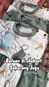 3 Setel Baju Bayi Set Oblong Lengan Celana Panjang Anak 3-15 Bulan Bahan Lembut Aluna