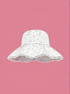 Sun Protection Lace Edge Print Bucket Hat