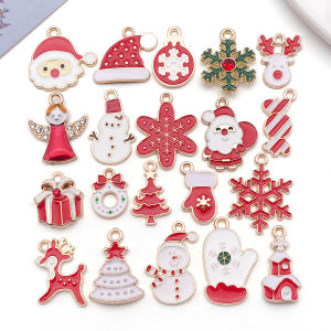 10/20/30pcs Christmas Charms - Enamel Alloy Santa/Snowman/Reindeer Pendants for DIY Keychains