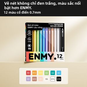 ENMI | Bút Vẽ Viền Siêu Mảnh cho Trẻ Em Màu Acrylic Đa Sắc Cầu Vồng Chống Thấm Khô Nhanh Không Phai 48 Màu