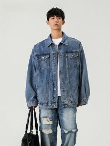 HetingHOME | Hetinghome Loose Fit Denim Jacket For Men Autumn Fashion Streetwear Vintage American Style Couples Outerwear Youth Trend