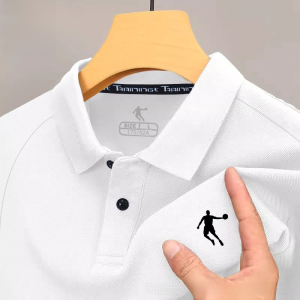  Mens Short Sleeve Polo Shirt Ice Silk Loose Fit Sporty Casual Fashion Breathable Summer New Arrival T-Shirt