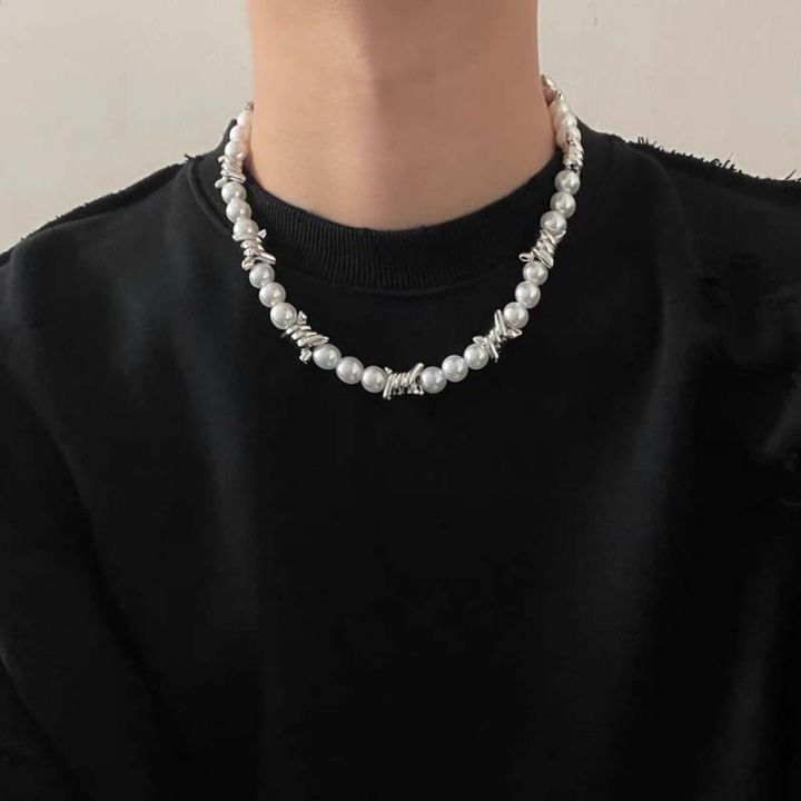 4/6/8 Mm Pearl Choker Necklace For Women, 36L Stainless Steel White AAA+ Pearl Necklace | Freshwater Pearl Necklaces For Women | Dainty