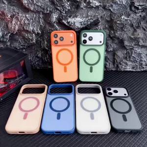 For Magsafe Magnetic Candy Color Bumper Phone Case For iPhone 17 16 15 14 13 12 11 Pro Max Plus Shockproof Matte Hard PC Cover