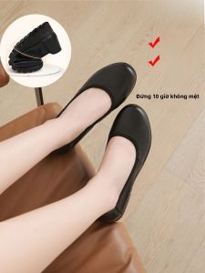 Giày Công Sở Đế Phẳng Màu Đen Thoải Mái Cho Nữ Giày Làm Việc Đế Mềm Giày Đi Làm Cho Nhân Viên Khách Sạn Cỡ Lớn