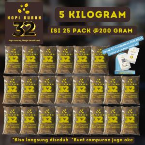 5 KG dapat 25 PACK - KOPI 32 kemasan 200 gram - Robusta Campuran coffee hitam giras mantap GROSIR
