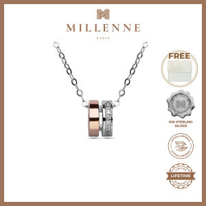 MILLENNE Made For The Night The Perfect Duo Cubic Zirconia Silver Necklace with 925 Sterling Silver