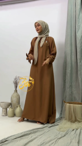 Long Dress Wanita Jumbo Maisya – Baju Muslim Polos Simple Elegan Daily Wear