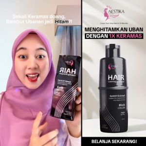 Aestika Shampo Penghitam Rambut (BPOM) - Hair coloring shampoo Penghitam uban  Penghitam rambut 1x Keramas
