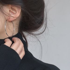 Exaggerated Large Hoop Earrings Womens New 2025 Fresh out Pure Silver Needle Empty Ring Ear Jewelry Korean Style Fashion Accessories