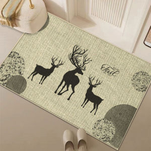 Absorbent Linen Rubber Door Mat Kitchen Living Room Entrance Rug Bathroom Anti-Slip Floor Pad Modern Simple Style Home Decor