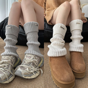 Warm Knitted Long Tube Socks Womens Autumn Winter Leg Warmers Snow Boot Covers Thickened Mid-Calf Socks Y2K Style Stockings