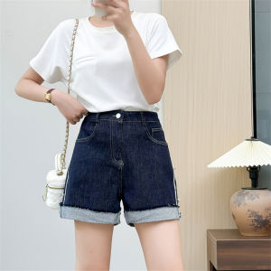 High Waist Straight Leg Jeans Womens Loose Casual Pants Cotton Fabric Zipper Closure Simple Style Summer Fashion Shorts