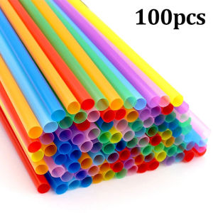 100 pcs dùng một lần đầy màu sắc ống hút nhựa uốn cong kéo dài rơm cho nước trái cây đồ uống trà sữa