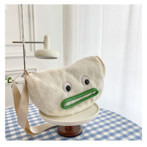 Cute Little Girl Autumn Winter Fur Crossbody Bag Cartoon Style Soft Handle Single Shoulder Bag for Children Casual Use