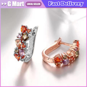 Women Trendy Earrings Colorful Cubic Zirconia Fashion Hoop Earrings for Party Circle Earrings Jewelry for Women Girls