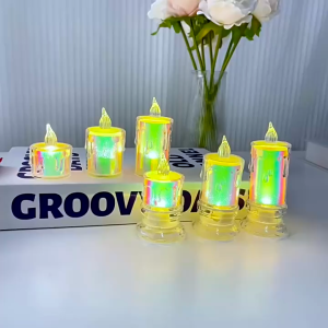 Rainbow Led Battery Operated Candle Electronic Flameless Candle Altar Light For Candle Holder Weeding Events Valentines Day Decorations