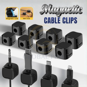 BLACK Magnetic Cable Clip Organizer Self Adhesive Klip Magnetic Kabel Cable Wire Holder Home Office Car Computer Desktop