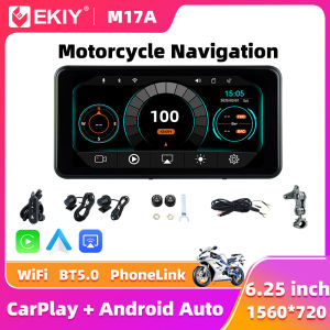 EKIY 6.25" Wireless CarPlay Moto Android Auto GPS Motorcycle Navigation Portable Digital Dashboard Display Screen TPMS Monitor