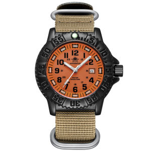 ADDIES Top Mens Military Luminous Watch Outdoor Sports 50m Waterproof Watch Nylon 316 Stainless Orange Men Quartz Watches