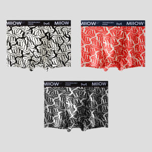 Miiow | Catman Mens Printed Boxer Shorts Mid Waist Cartoon Design Large Size Polyester Fiber Comfortable Briefs For Young Men