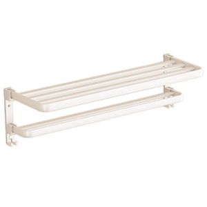 Space Aluminum Bathroom Towel Rack No Drilling Toilet Storage Set of 5 Foldable White Towel Holder Bathroom Accessories