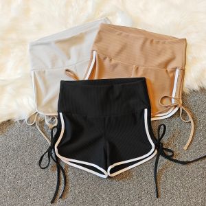 กางเกงขาสั้นผ้ายืดแห้งเร็วสำหรับออกกำลังกายและออกกำลังกายที่นิยมในโลกออนไลน์เก็บหน้าท้องยกสะโพกรัดรูปรัดสะโพกแบบบางสไตล์ตะวันตกแบบใหม่เอวสูงสำหรับผู้หญิง