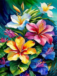 AZQSD Diamond Painting Lily Flower Full Kits Wall Decor Diamond Mosaic Floral Square Round Drill Home Decor Handmade
