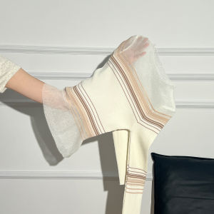 Áo Len Dệt Kim Dài Tay Ôm Vừa Vặn La Chapelle Màu Đào Gợi Cảm Mỏng Mùa Thu Đầu Tiên Áo Len Cổ Tròn Thường Ngày