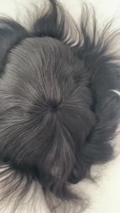 Australian PU+Lace 120% density Durable Men Toupee Breathable Male Wigs 100% Human Hair Systems Natural Wig 6" Hair Invisible Hairline Replacement Natural Looking Straight